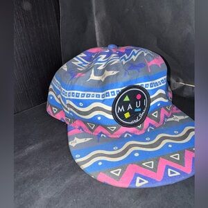 Vintage Maui and Sons Snapback Hat Shark Tribal Surf 90s Style GNARLY Under Brim